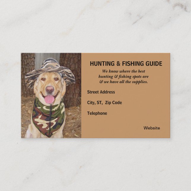 Carte De Visite Guide personnalisable de chasse/pêche (Devant)