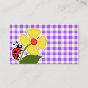 Carte De Visite Guingan Checkered pourpre ; Coccinelle