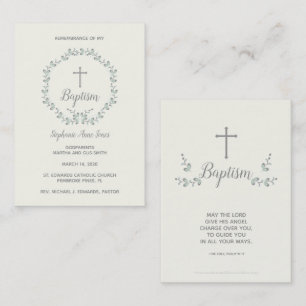 Carte De Visite Guirlande bleue et verte de baptême de feuille