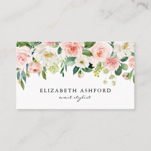 Carte De Visite Guirlande florale d'aquarelle de pêche féminine 