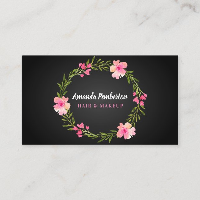 Carte De Visite Guirlande florale d'aquarelle élégante (Devant)