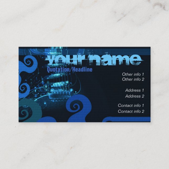 CARTE DE VISITE GUITAR "ElectricBlue" (Devant)