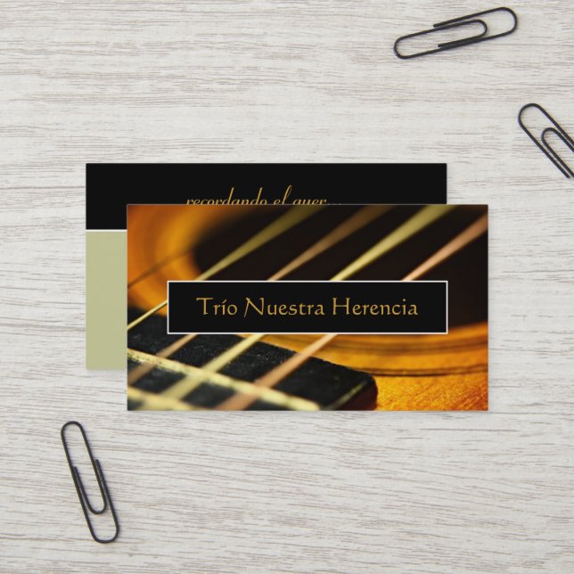 Carte De Visite Guitare acoustique (Devant/Arrière en situation)