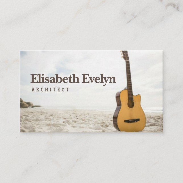 Carte De Visite Guitare acoustique dans le sable (Devant)