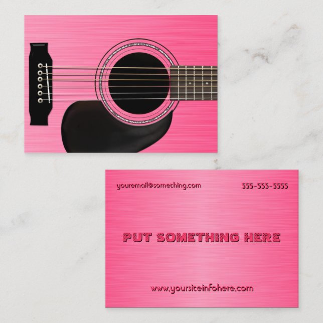Carte De Visite Guitare acoustique rose (Devant / Derrière)