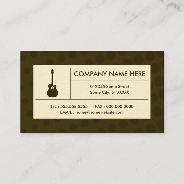 Carte De Visite guitare acoustique tramée (Devant)