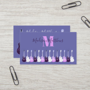 Carte De Visite Guitare acoustique violet rose violet professeur d