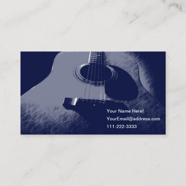 Carte De Visite Guitare bleue (Devant)