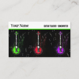 Carte De Visite Guitare colorée Trio Musique Instructeur Guitarist