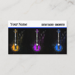 Carte De Visite Guitare colorée Trio Musique Instructeur Guitarist
