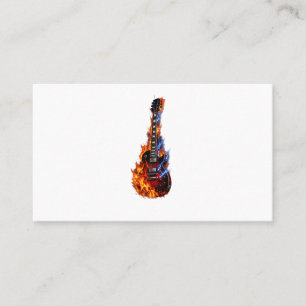 Carte De Visite Guitare Électrique En Flammes Feu et Éclairs Rock 