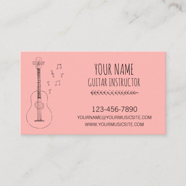 Carte De Visite Guitare Instructeur Guitariste Musicien Profession (Devant)