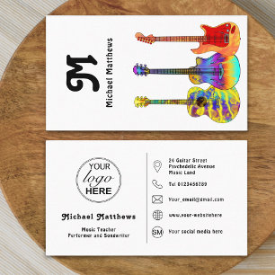 Carte De Visite Guitare Music Professeur Logo Personnalisé Social