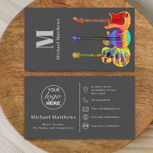 Carte De Visite Guitare Music Professeur Logo Personnalisé Social