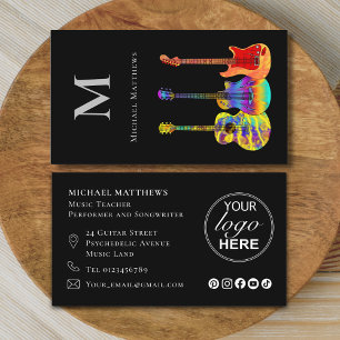Carte De Visite Guitare Music Tutor Logo personnalisé et médias so