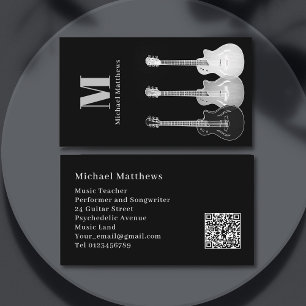 Carte De Visite Guitare Musicien professionnel personnalisé QR Cod