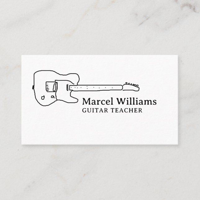 Carte De Visite Guitare musicienne minimaliste (Devant)