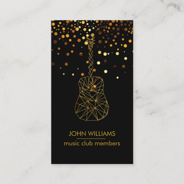 Carte De Visite Guitare Musique World Joueur Enseignant Black Gold (Devant)