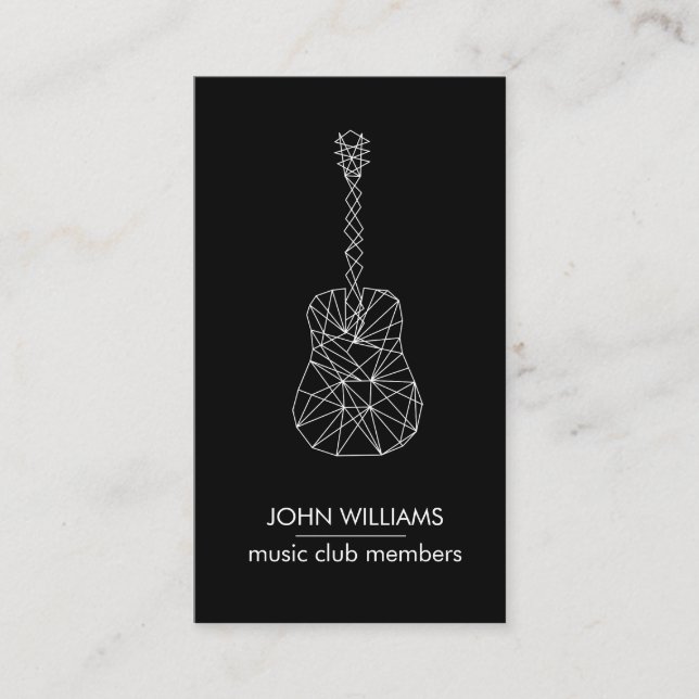 Carte De Visite Guitare Musique World Joueur enseignant gris noir (Devant)