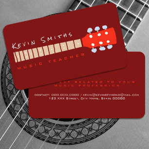 Carte De Visite Guitare Neck Dark Red Music Enseignant
