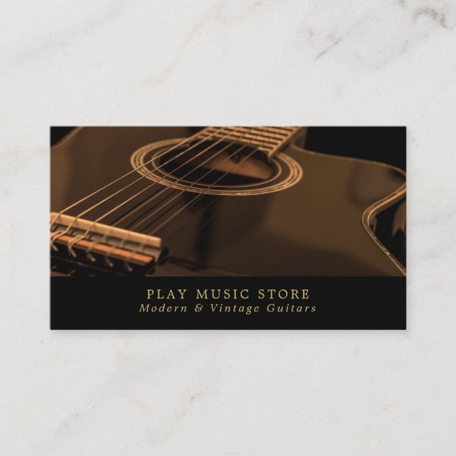 Carte De Visite Guitare noire, boutique d'instruments de musique (Devant)