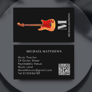Carte De Visite Guitare Professional Musicien Personnalisé QR Code