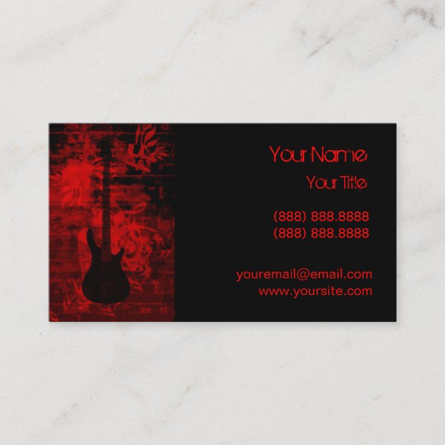 Carte De Visite Guitare rouge (Devant)