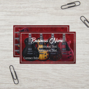Carte De Visite Guitares Électriques Rouges