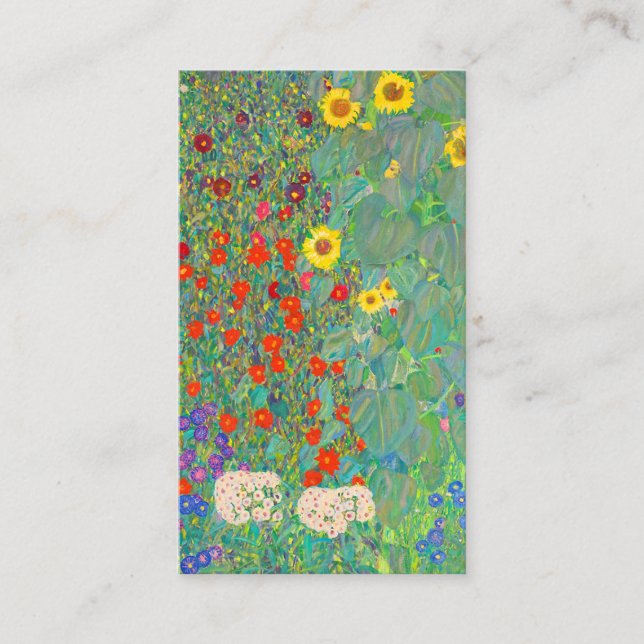 Carte De Visite Gustav Klimt 1907, Jardin de ferme avec tournesols (Devant)