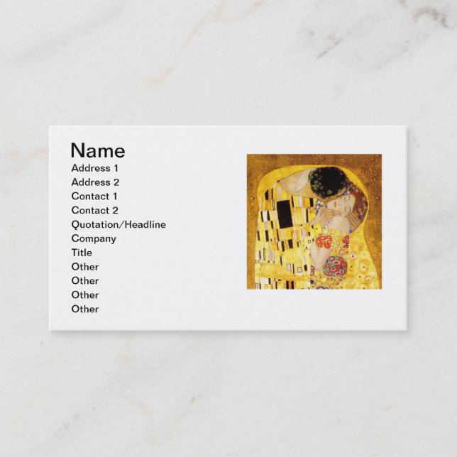 Carte De Visite Gustav Klimt La Peinture Classique Du Kiss (Devant)