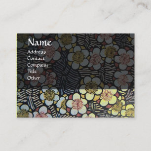CARTE DE VISITE HAIKU / FLEURS DE PRINTEMPS BLANC NOIR JAUNE GRIS