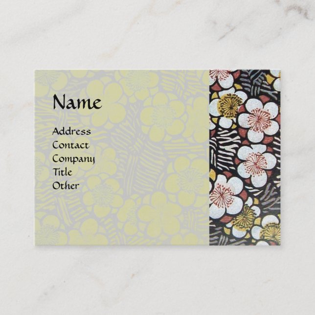 CARTE DE VISITE HAIKU / FLEURS DE PRINTEMPS ROSE ROSE BLANC NOIR (Devant)