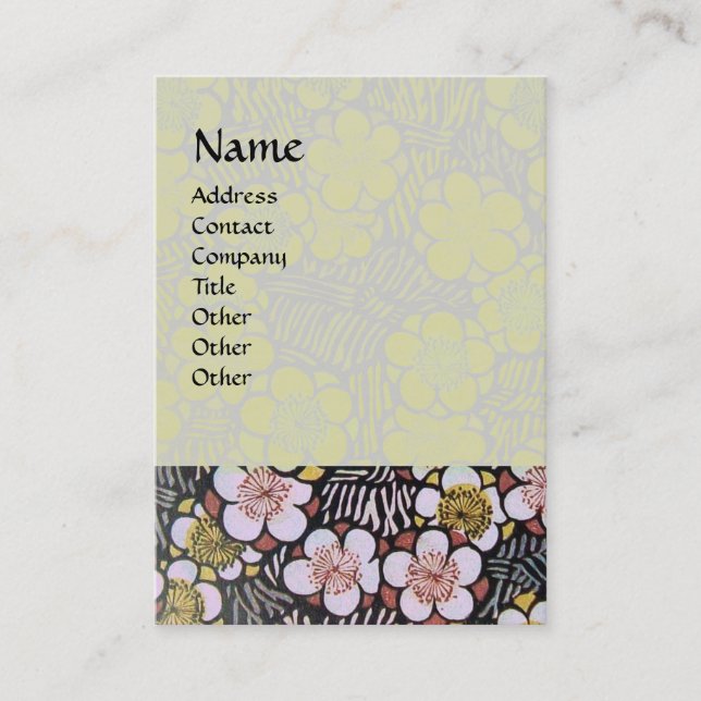 CARTE DE VISITE HAIKU / FLEURS DE PRINTEMPS ROSE ROSE BLANC NOIR (Devant)