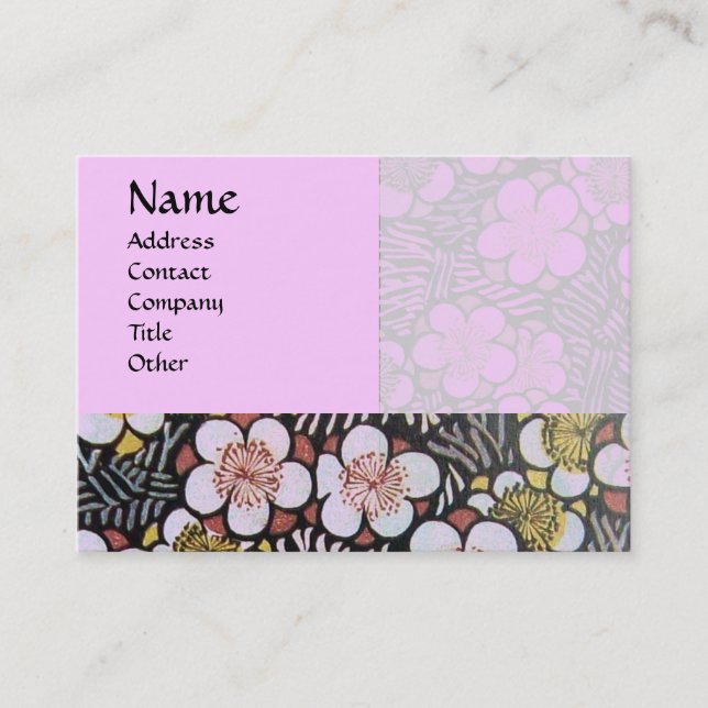 CARTE DE VISITE HAIKU / FLEURS DE PRINTEMPS ROSE ROSE BLANC NOIR (Devant)
