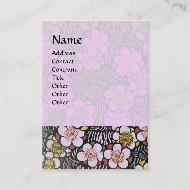 CARTE DE VISITE HAIKU / FLEURS DE PRINTEMPS ROSE ROSE BLANC NOIR (Devant)