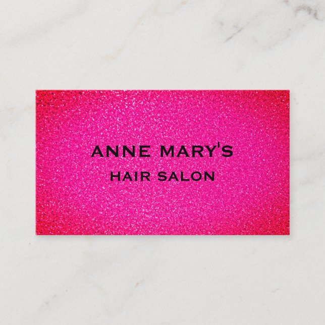Carte De Visite Hair Salon Pink Purple Glitter Hairdresser Girly (Devant)