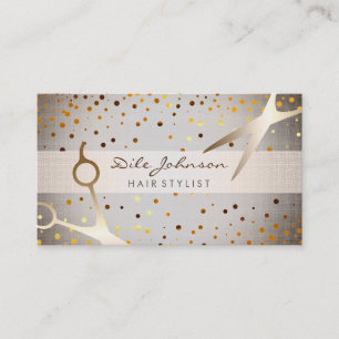 Carte De Visite Hair Stylist Gold Parties scintillant Salon Confet