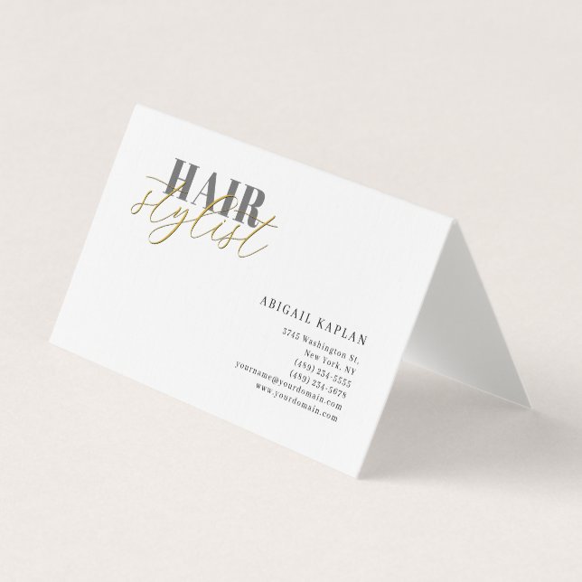 Carte De Visite Hair Stylist Modern Minimalist Plain Professional (Devant)