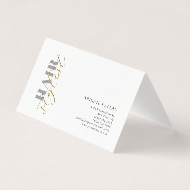 Carte De Visite Hair Stylist Modern Minimalist Plain Profile (Devant)