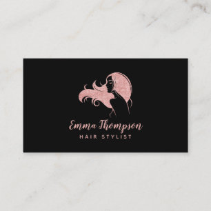 Carte De Visite Hair Stylist Professional Logo Beauté Black Rose