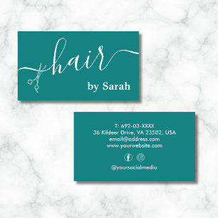 Carte De Visite Hair Styliste Cisseur Barber Shopping Turquoise Pe