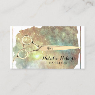 Carte De Visite Hair Styliste Glam Parties scintillant Gold Ciseau