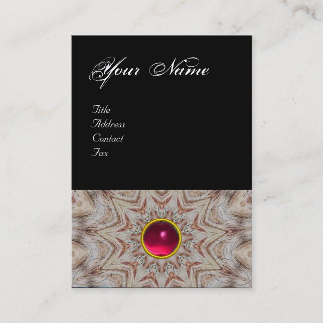 Carte De Visite HAIR STYLISTE monogramme, rouge rose rubis, noir (Devant)