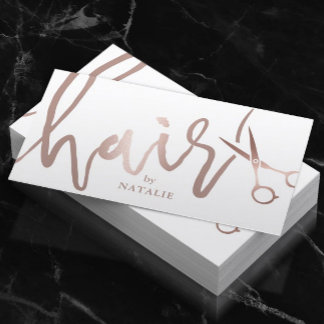 Carte De Visite Hair Styliste Rose Gold manuscrit Script Salon