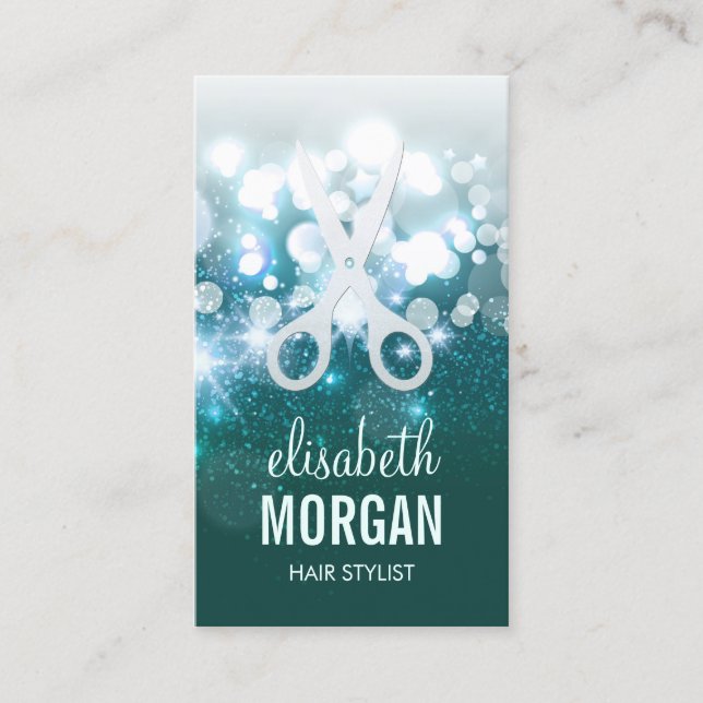 Carte De Visite HairStylist Turquoise Turquoise Glamor Parties sci (Devant)