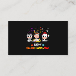 Carte De Visite Hallothanksmas de la vache de père Noël Halloween 