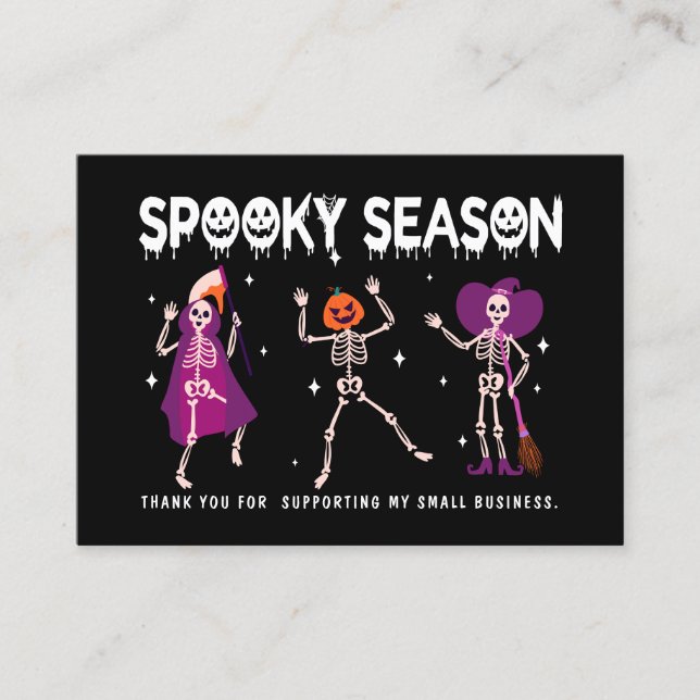 Carte De Visite Halloween Skeleton Petite entreprise merci (Devant)