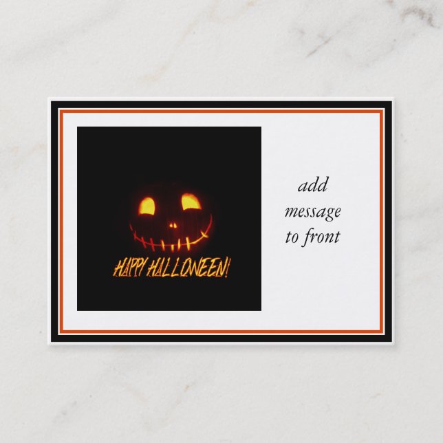 Carte De Visite Halloween souriant Jack-o-Lantern (Devant)