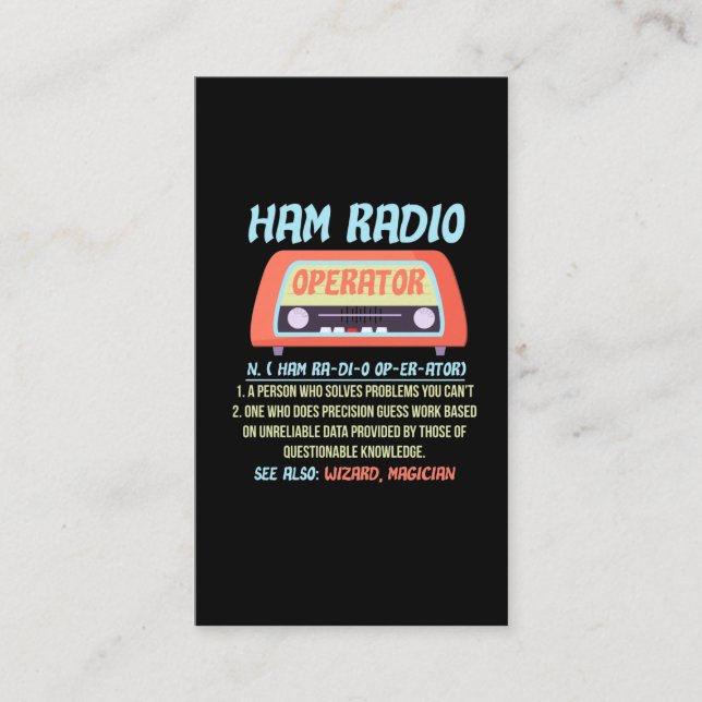 Carte De Visite Ham Radio Operator Définition Radio amateur Hobby (Devant)