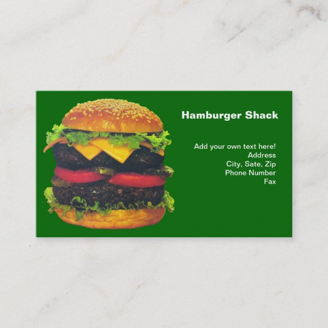 Carte De Visite Hamburger de luxe double au fromage (Devant)